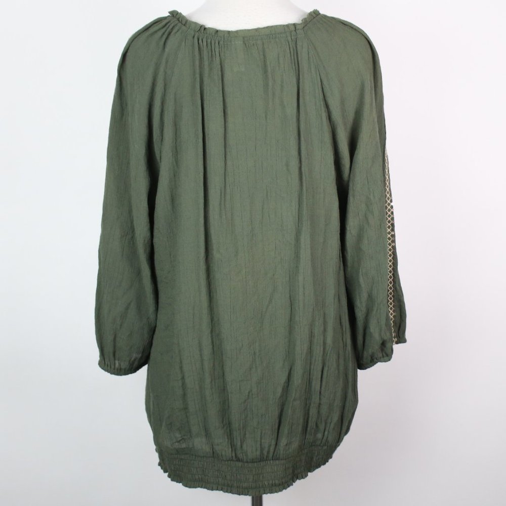 Cocomo Womens 2X Embroidered Peasant Crinkle Boho Top - Picture 2 of 5